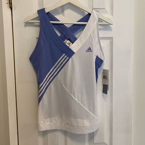 NWT Adidas White and Baja Blue Workout Top